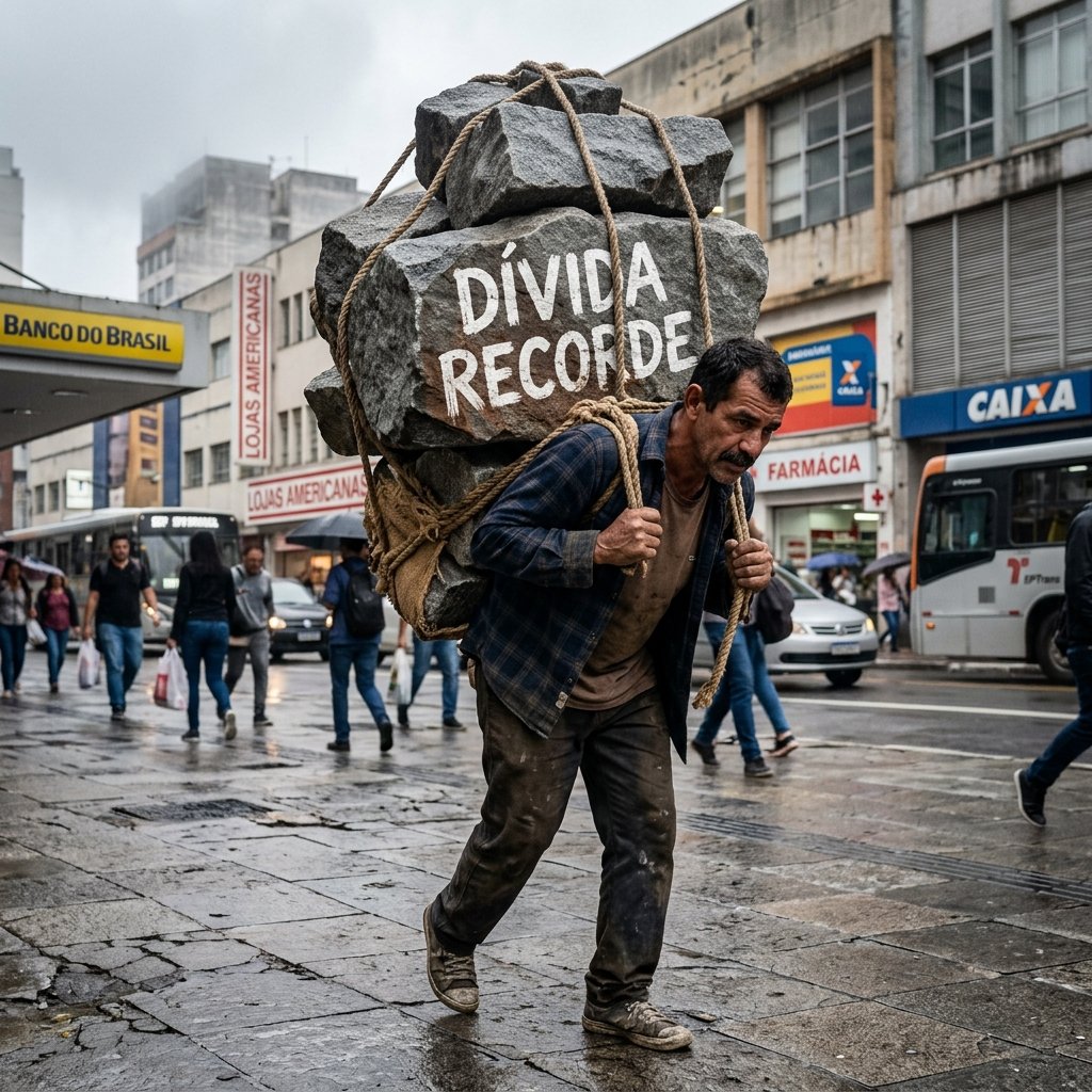 Freio de mão em painel financeiro representando economia travada